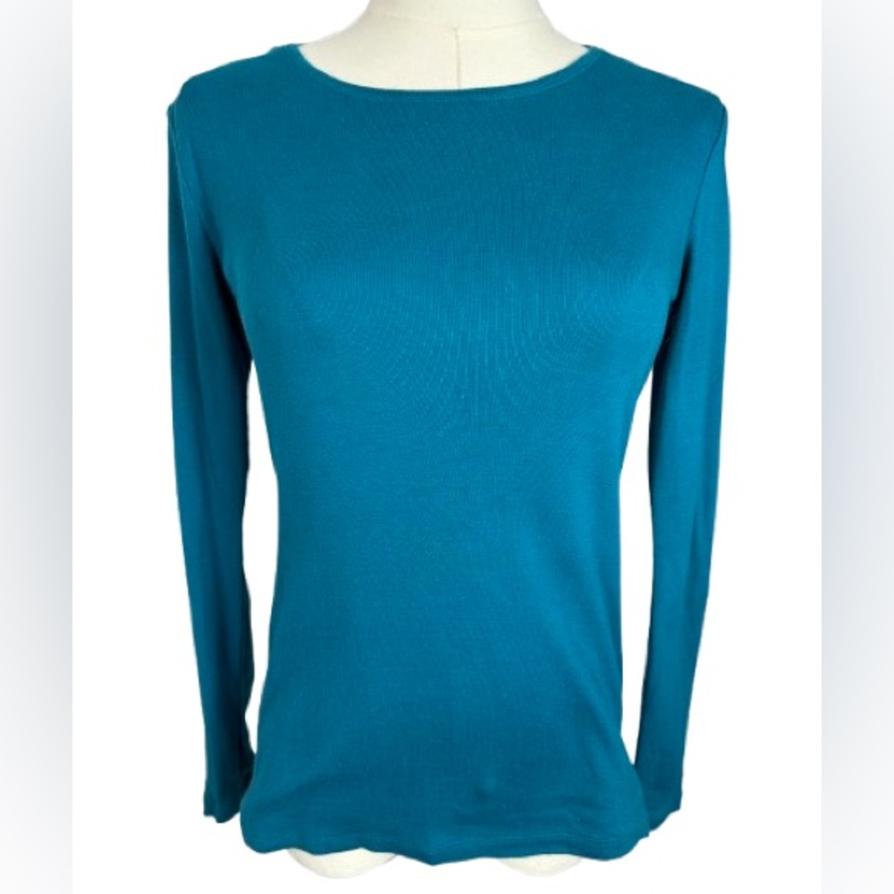 Talbots Teal Petite Cotton Knit Top